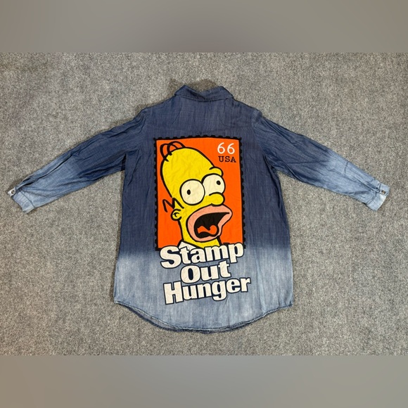 Miss Sixty Diamond The Simpsons Homer long sleeve button up shirt Size M - Picture 9 of 15